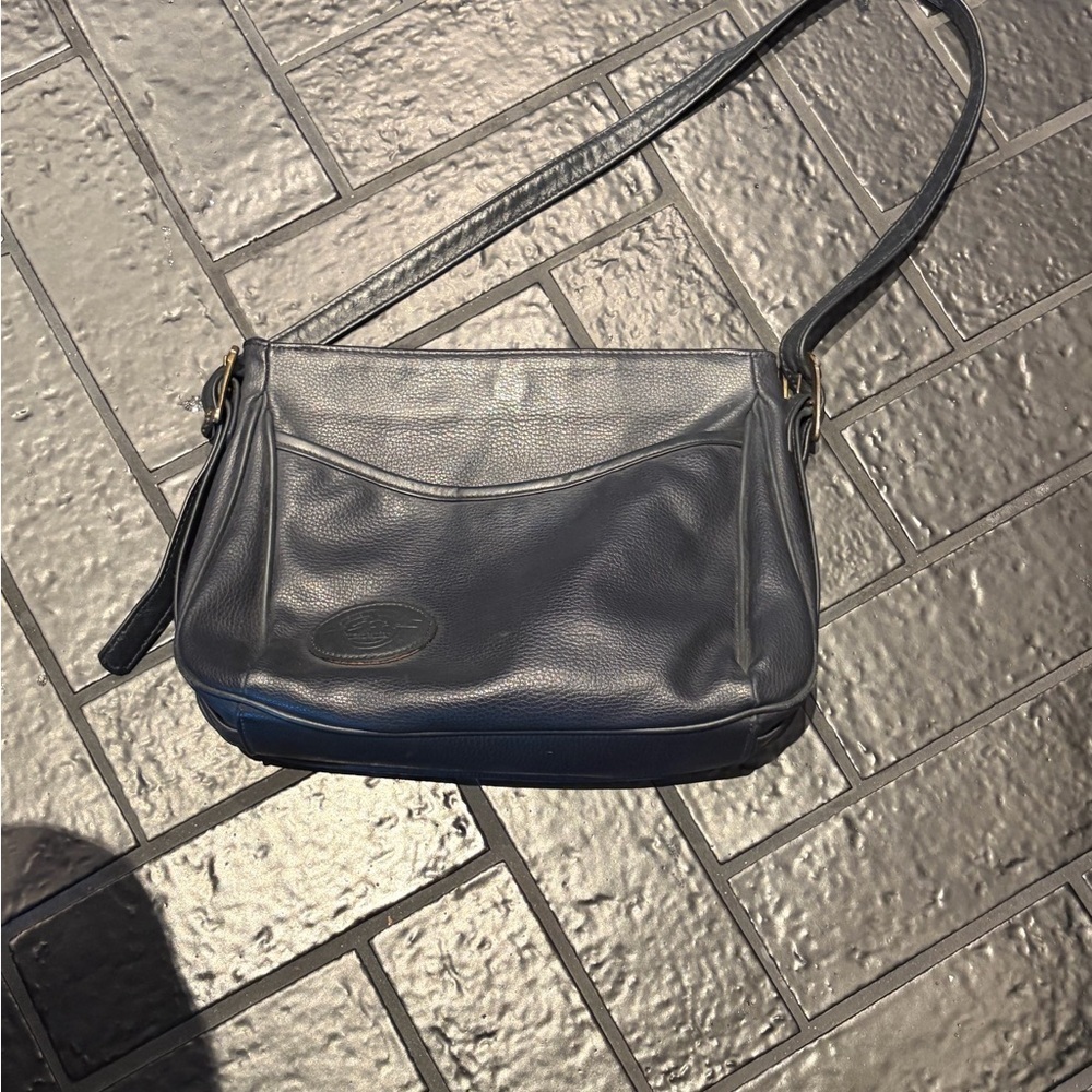 vintage black leather crossbody bag made in usa minimalist y2k purse
